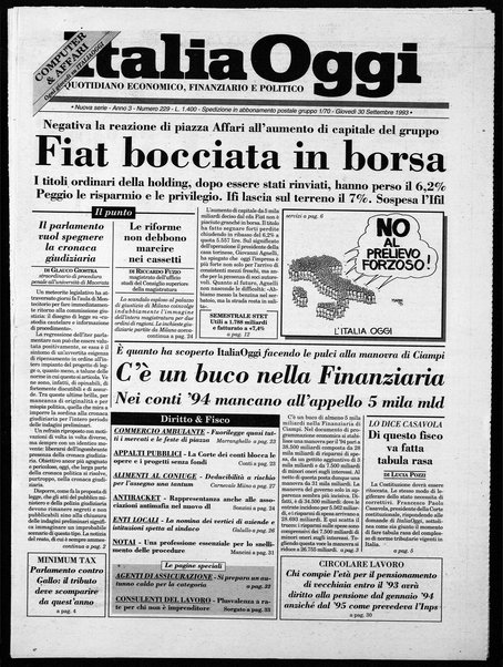 Italia oggi : quotidiano di economia finanza e politica